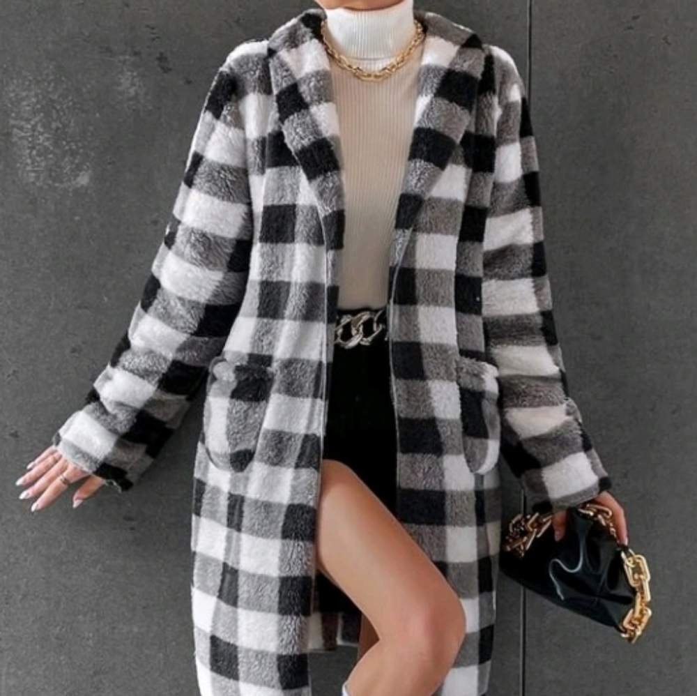 Buffalo plaid flannel coat